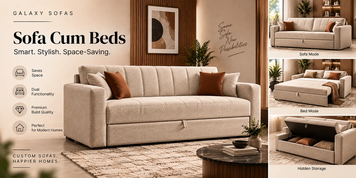 Cosmos and Eclipse sofa cum beds made by Galaxy Sofas in Chennai
