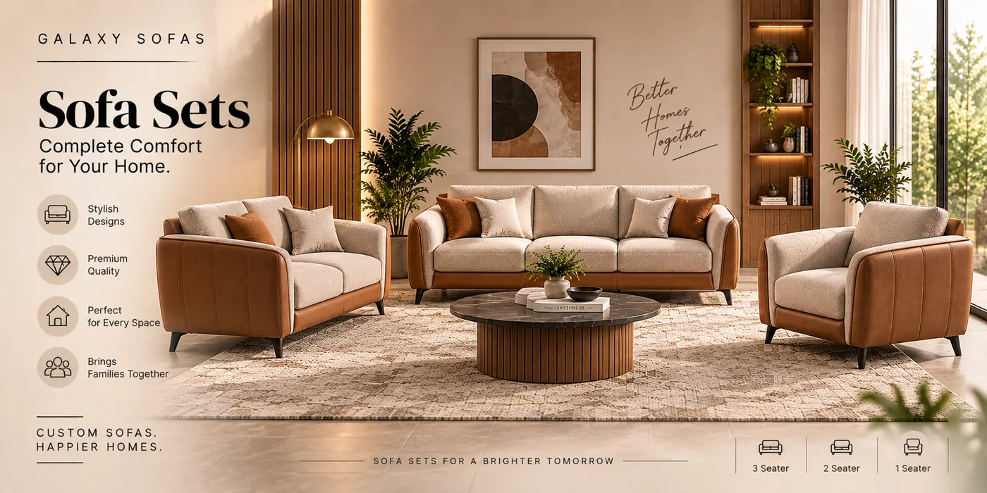 Harbour 3+1+1 sofa set made by Galaxy Sofas in Chennai