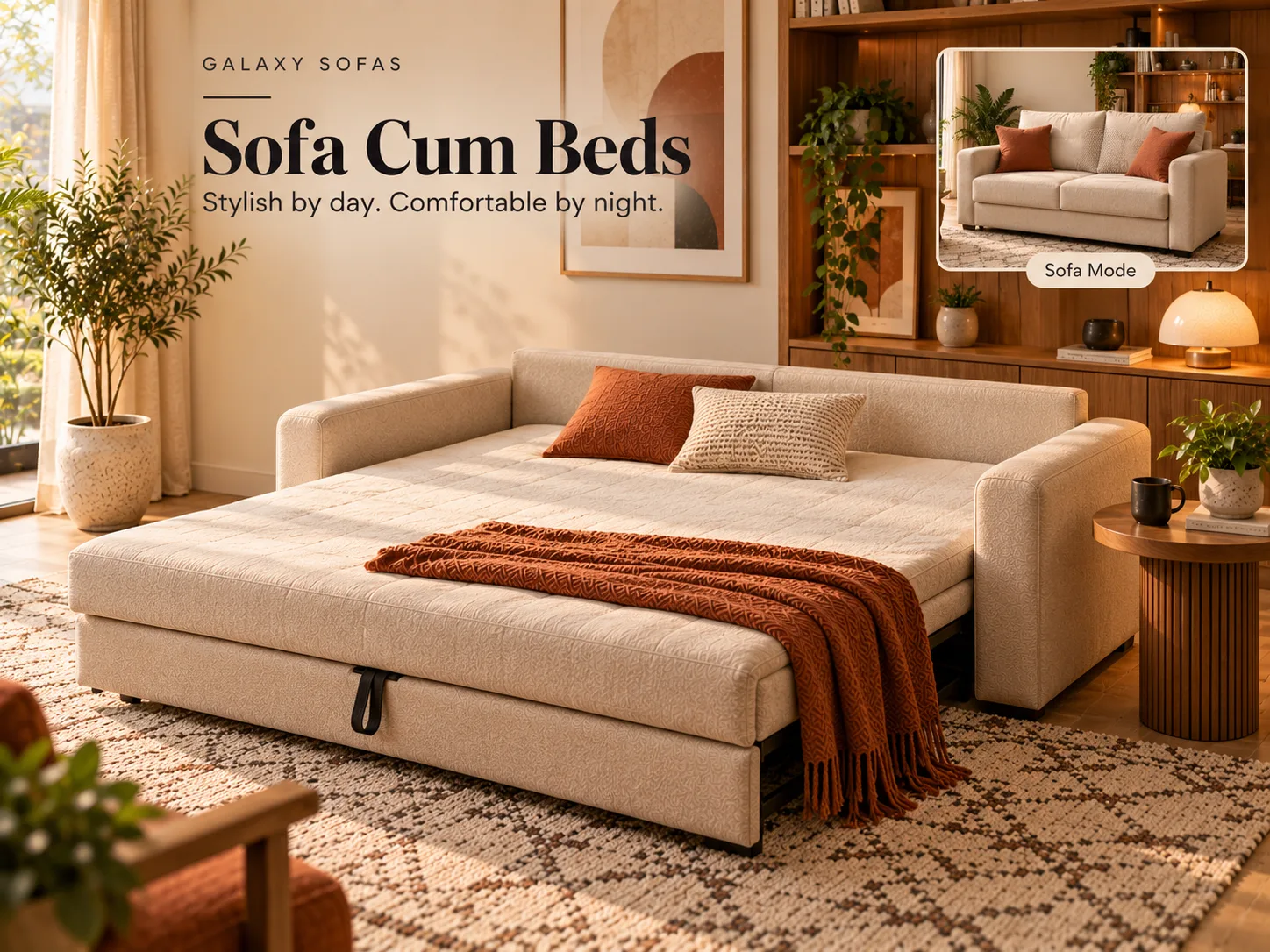 Cosmos sofa cum bed opened out into bed mode